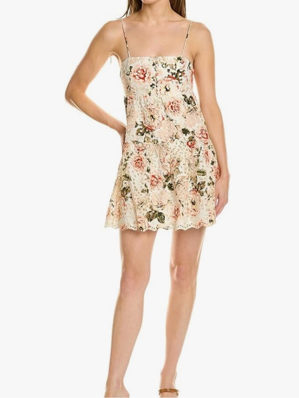 Alice + Olivia 'Lorelle' Floral Eyelet MiniDress, White/Multi Size 6